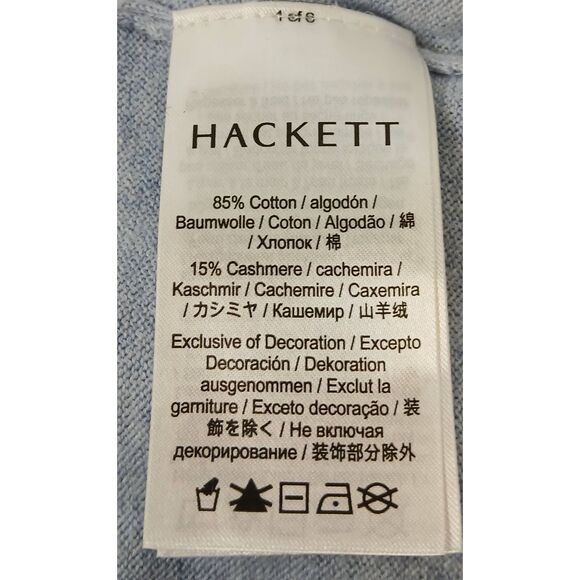 Hackett london mens large cotton cashmere sweater blue lightweight - Picture 7 of 9